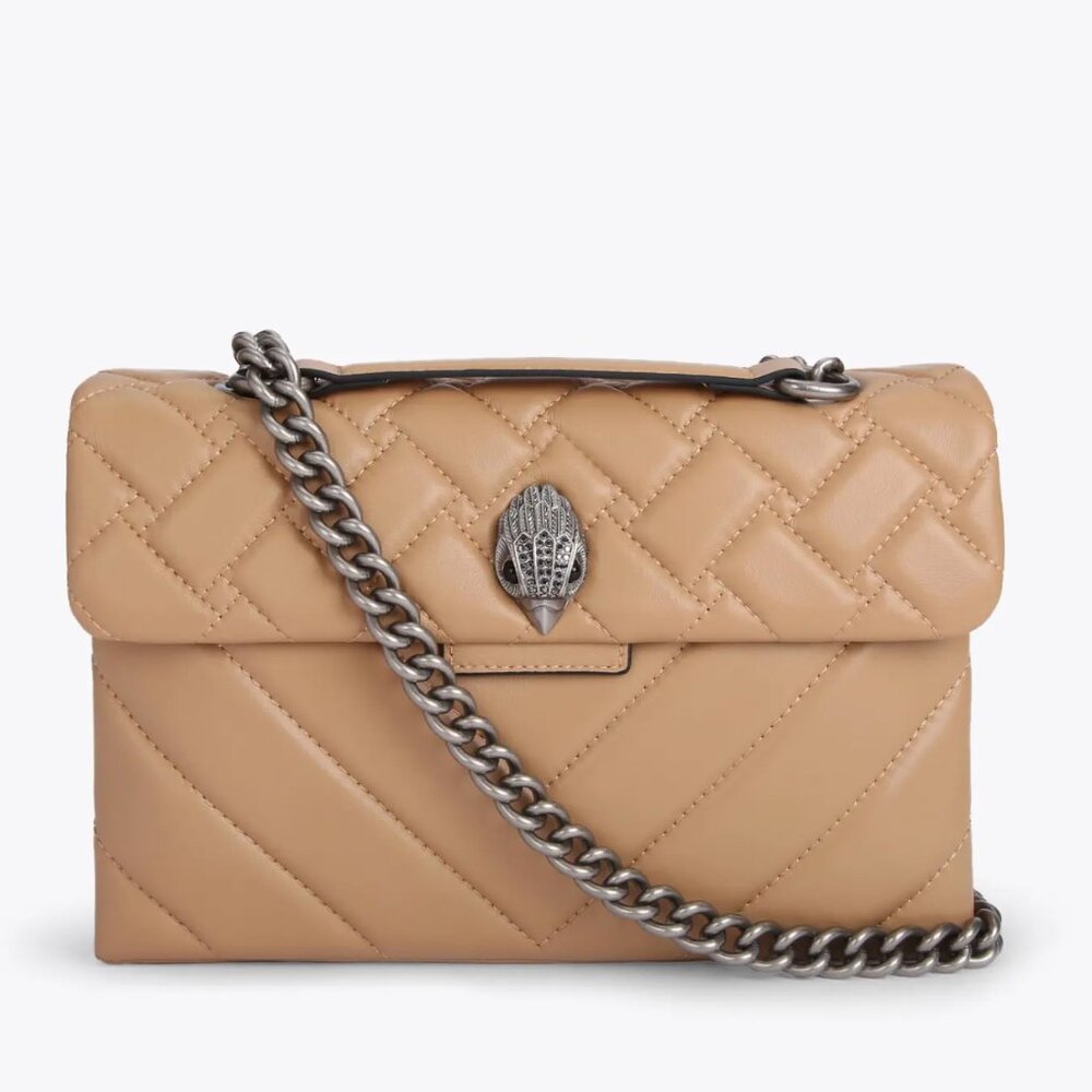 Kurt Geiger Leather Kensington Camel Quilted Shoulder Bag